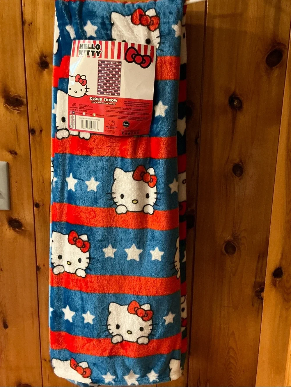 Hello Kitty Patriotic Stripes Throw-60” x 70”